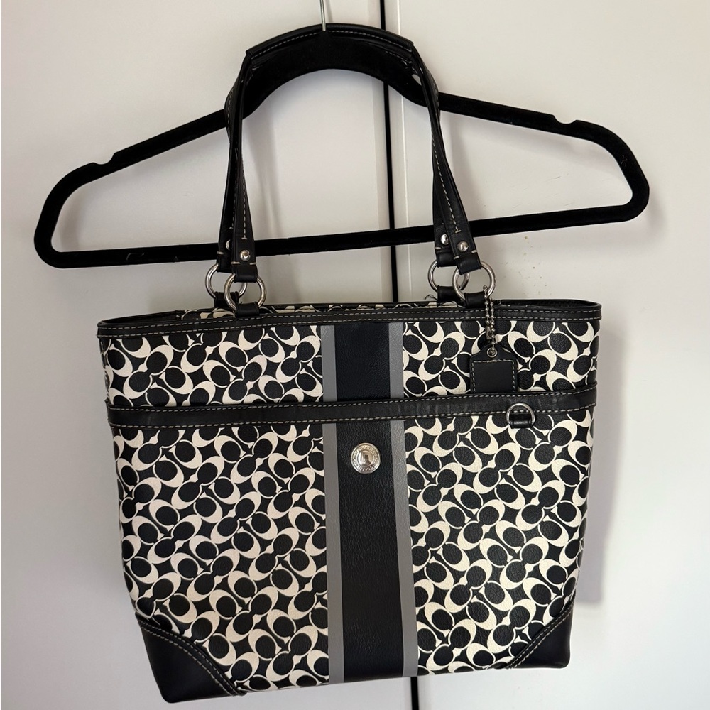 Coach Monogram Black and White Shoulder Bag